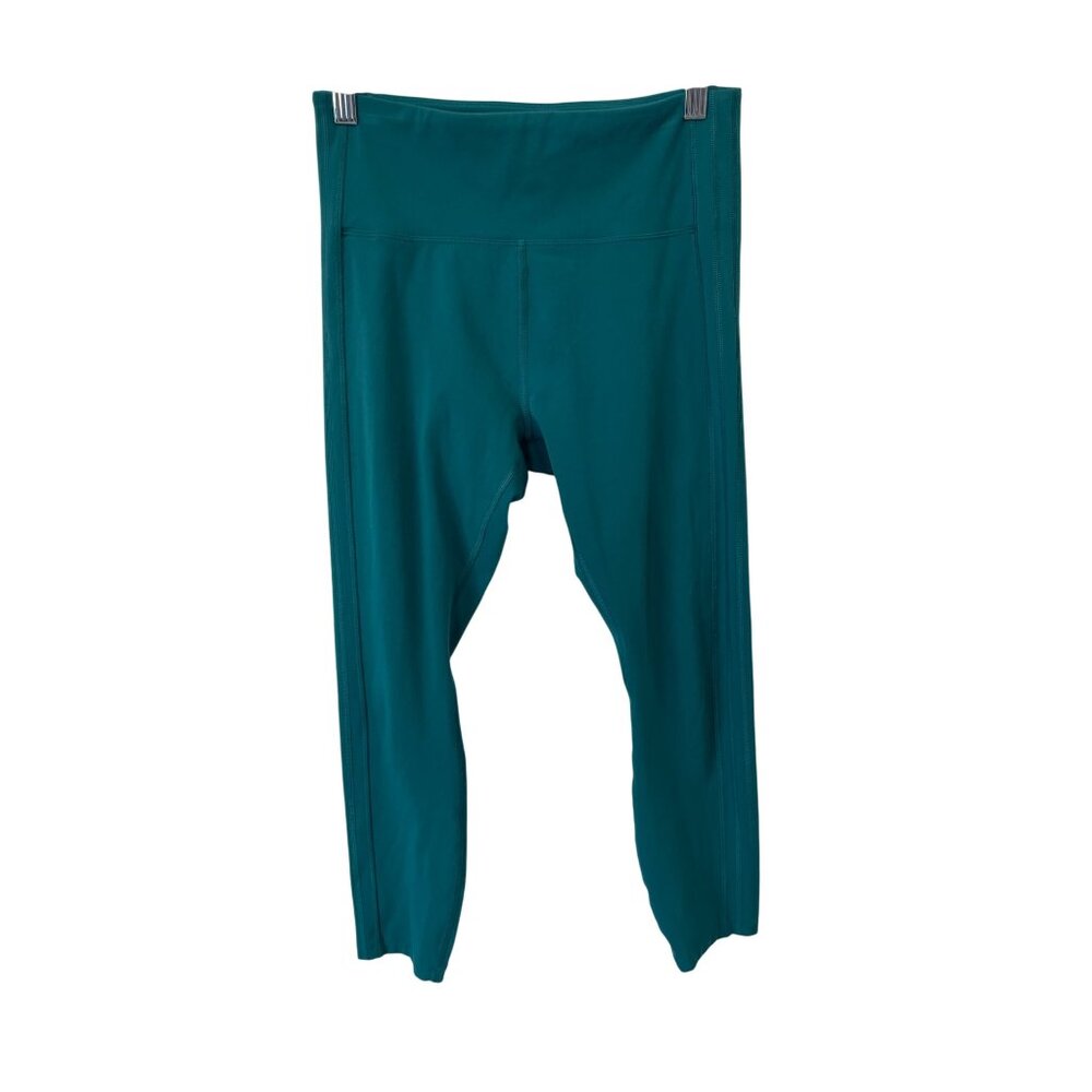 Lorna Jane High Rise Pull On Cropped Leggings Size Small Teal Athleisure Workout